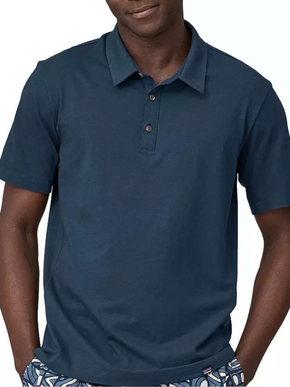 Patagonia Essential Polo Shirt Men's S Organic Cotton Tidepool Blue Large USED